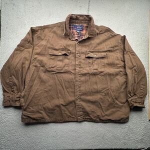 Five Brother Duck Canvas Flannel Lined Work Shirt Shacket Mens 4XL Brown Button